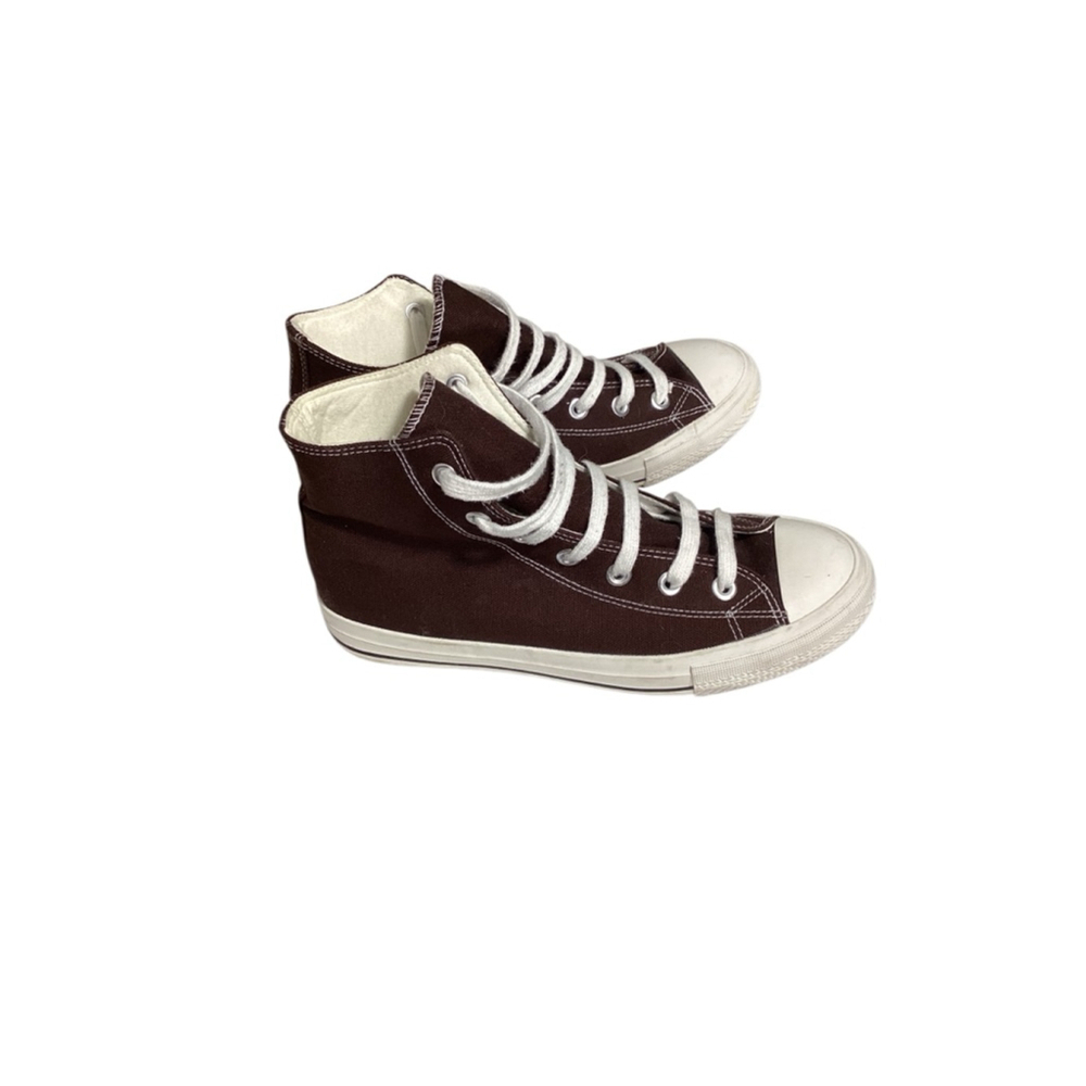 Women’s size 9 Chocolate Brown & White High-Top Casual Canvas Sneakers Unisex - Picture 6 of 8